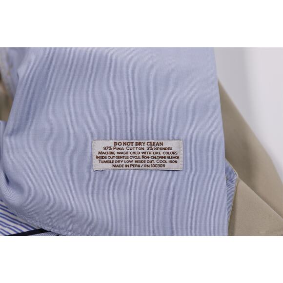 Peter Millar Soft Touch Khaki Tan Flat Front Chino Pants Trousers 35x31 - Picture 7 of 7